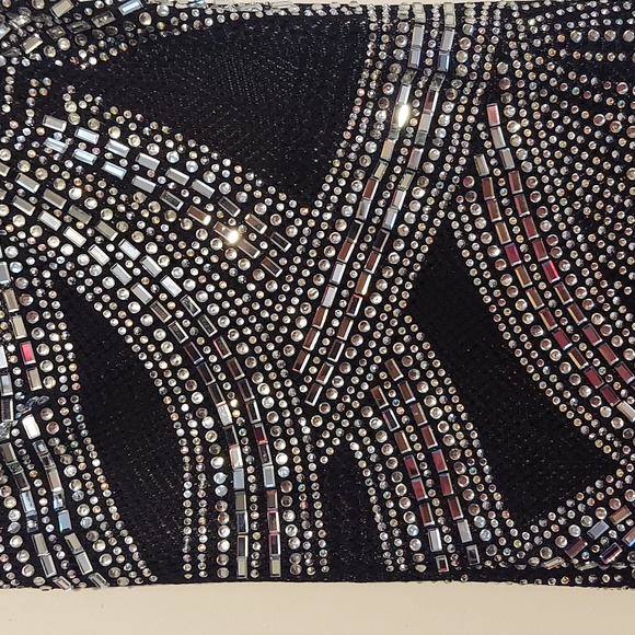 Banjul Black Semi Sheer One Shoulder Strap Gown with Silver Rhinestones Sz Small - Picture 7 of 16